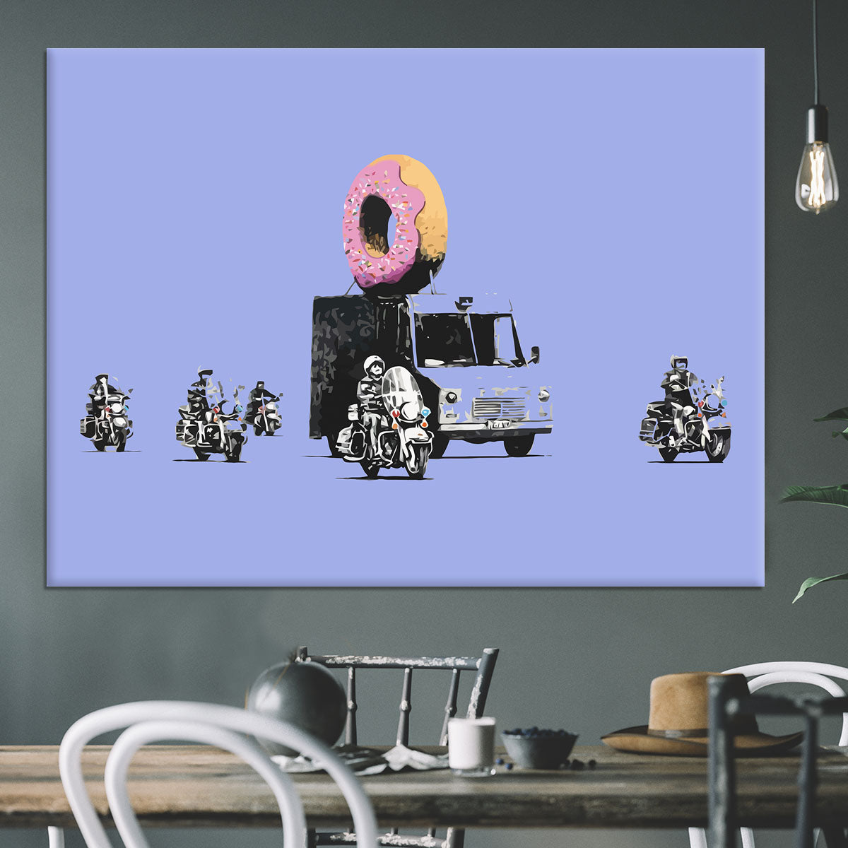 Banksy Doughnut Police Blue Canvas Print or Poster - Canvas Art Rocks - 3