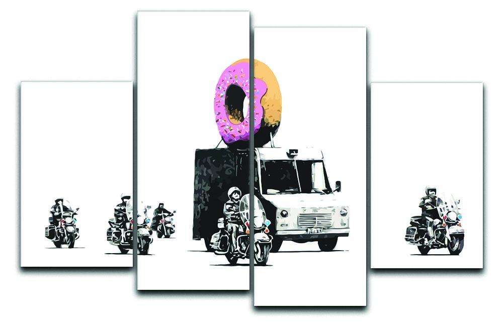 Banksy Doughnut Police Escort 4 Split Panel Canvas  - Canvas Art Rocks - 1