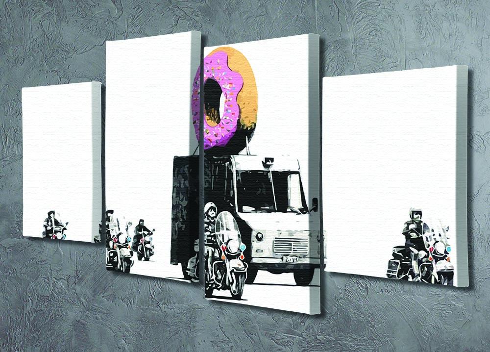 Banksy Doughnut Police Escort 4 Split Panel Canvas - Canvas Art Rocks - 2
