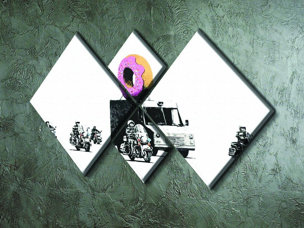 Banksy Doughnut Police Escort 4 Square Multi Panel Canvas - Canvas Art Rocks - 2