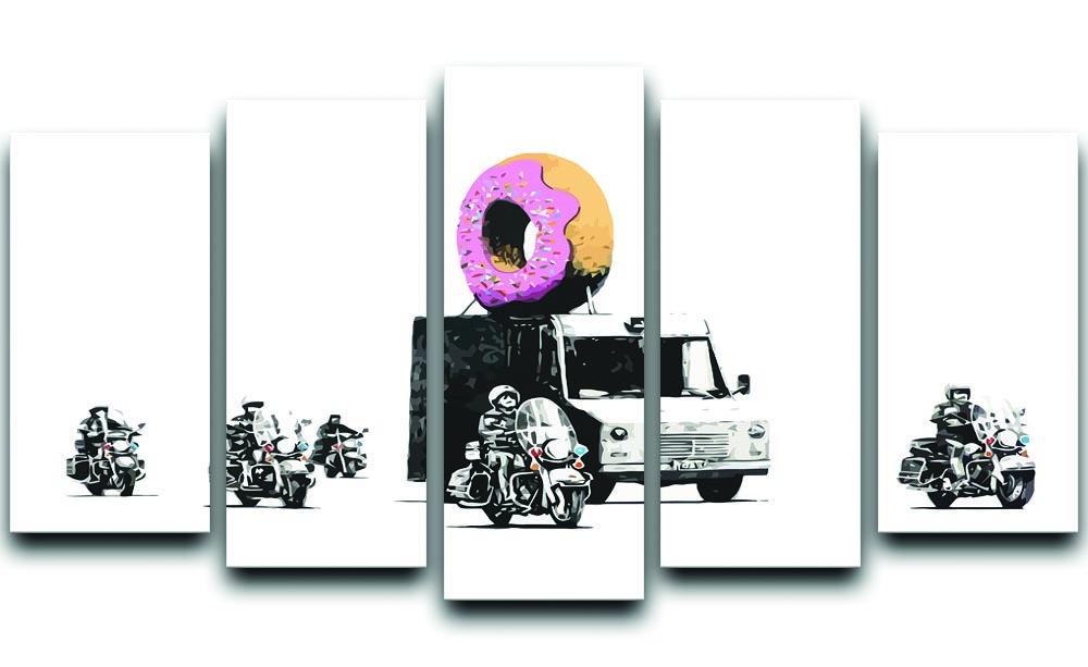Banksy Doughnut Police Escort 5 Split Panel Canvas  - Canvas Art Rocks - 1