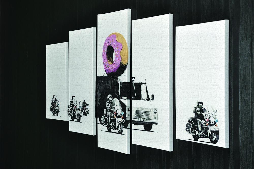 Banksy Doughnut Police Escort 5 Split Panel Canvas - Canvas Art Rocks - 2