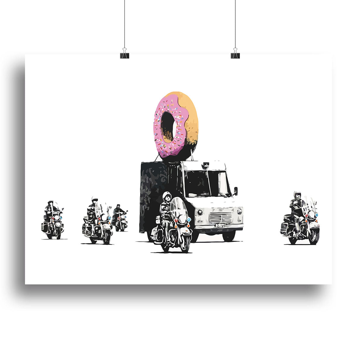 Banksy Doughnut Police Escort Canvas Print or Poster - Canvas Art Rocks - 2
