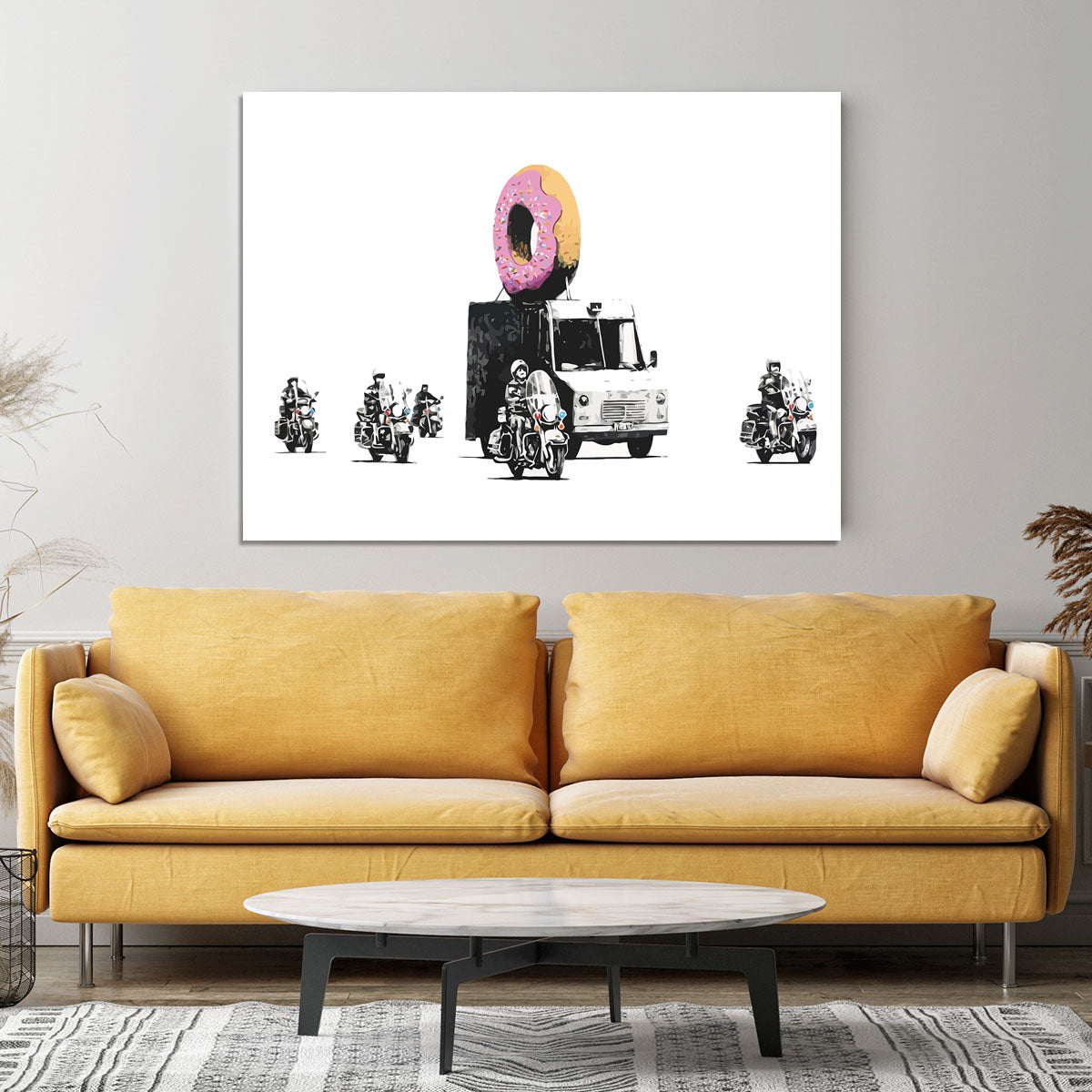 Banksy Doughnut Police Escort Canvas Print or Poster - Canvas Art Rocks - 4