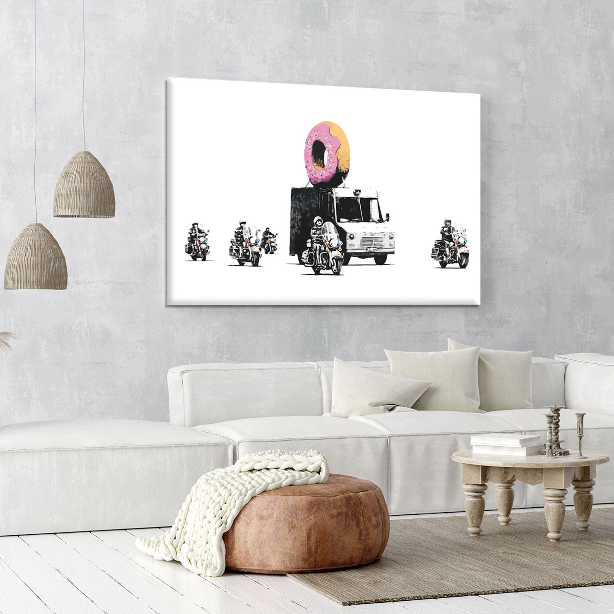 Banksy Doughnut Police Escort Canvas Print or Poster - Canvas Art Rocks - 6