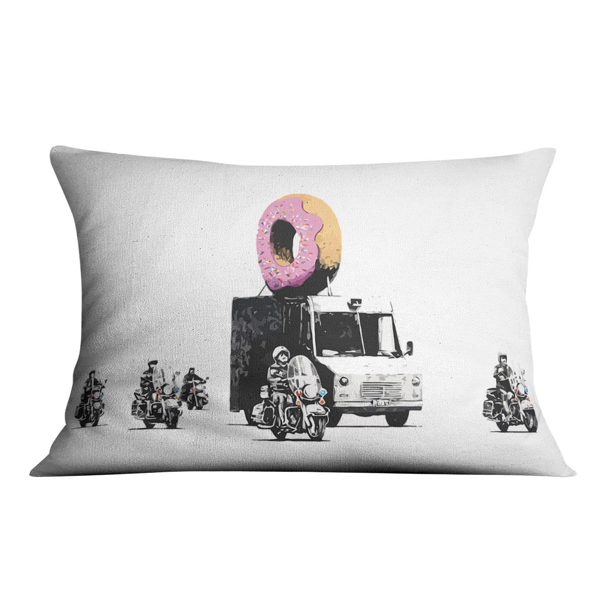 Banksy Doughnut Police Escort Cushion