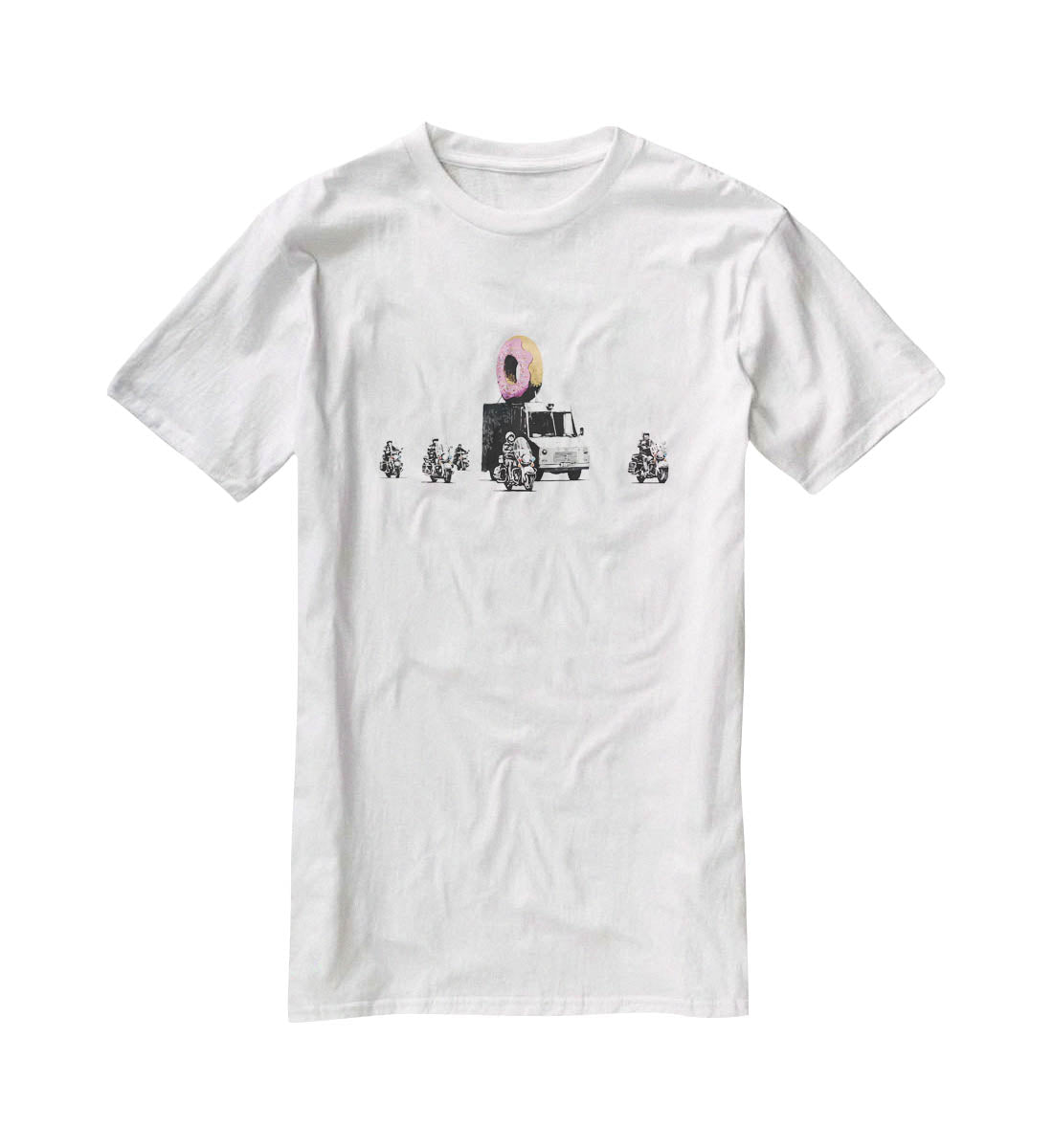 Banksy Doughnut Police Escort T-Shirt - Canvas Art Rocks - 5