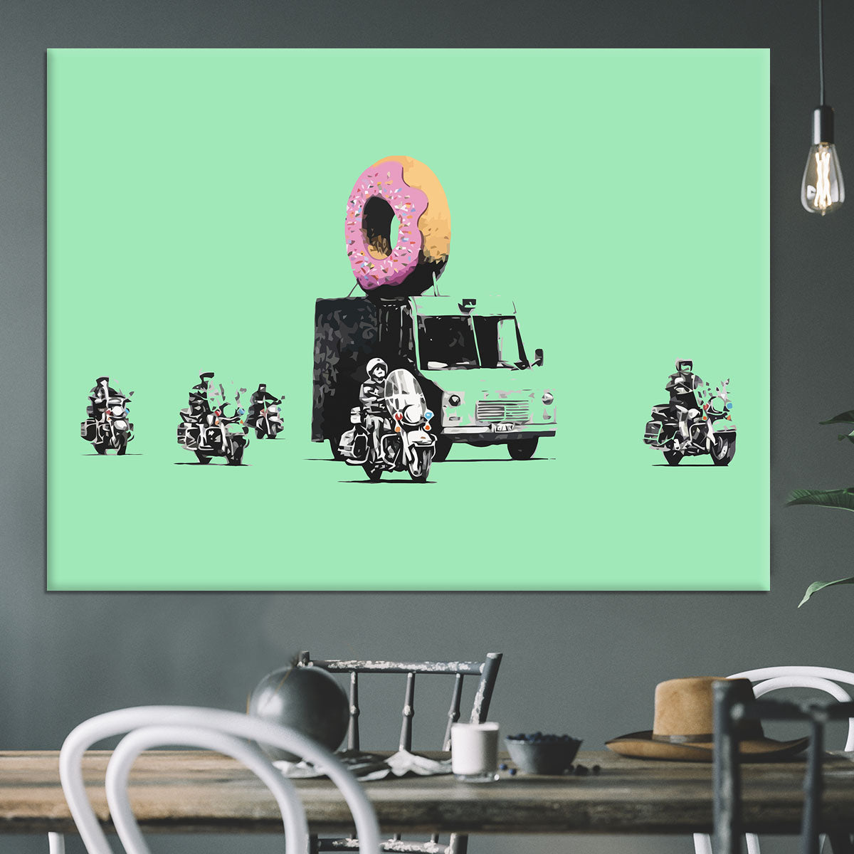 Banksy Doughnut Police Green Canvas Print or Poster - Canvas Art Rocks - 3