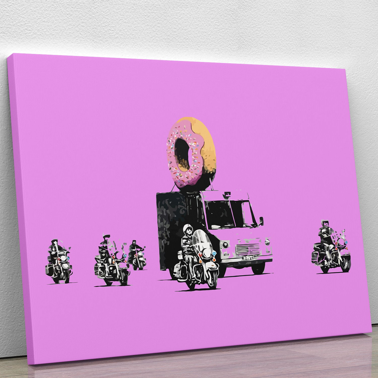 Banksy Doughnut Police Purple Canvas Print or Poster - Canvas Art Rocks - 1