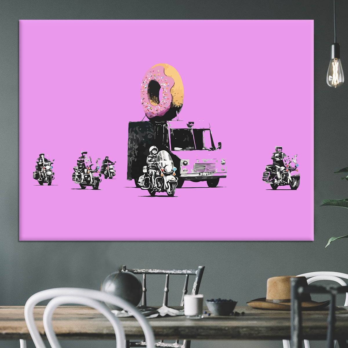 Banksy Doughnut Police Purple Canvas Print or Poster - Canvas Art Rocks - 3