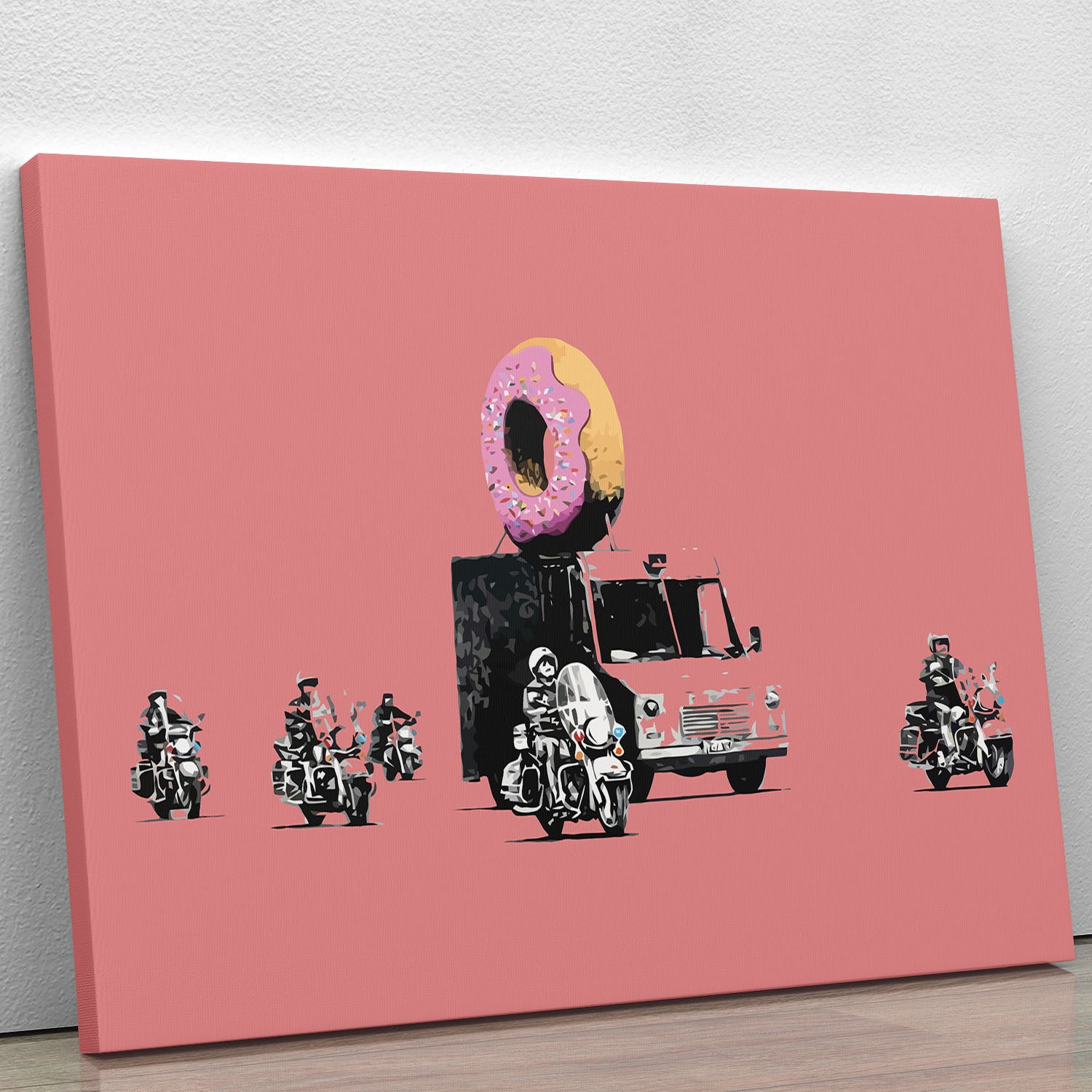 Banksy Doughnut Police Red Canvas Print or Poster - Canvas Art Rocks - 1