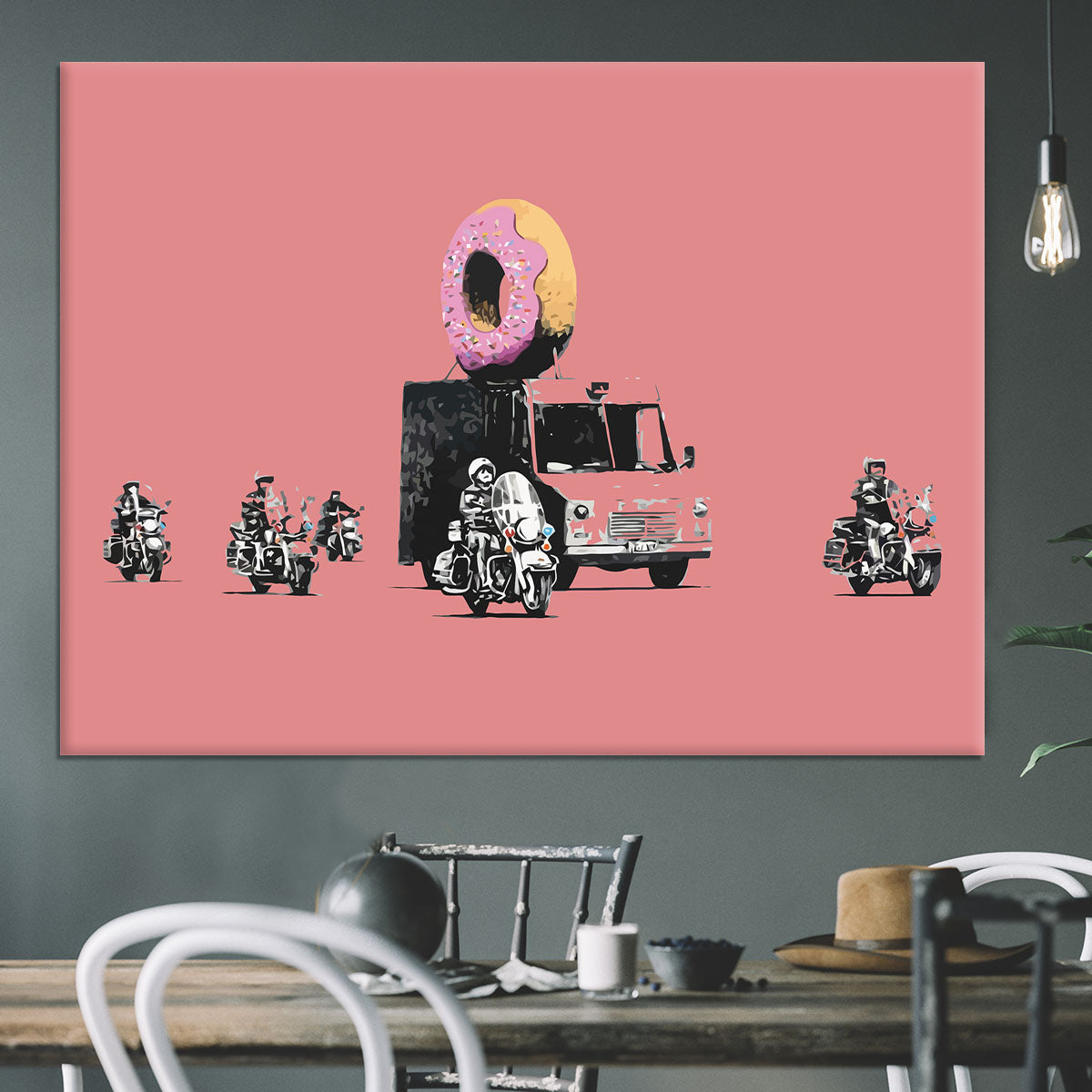 Banksy Doughnut Police Red Canvas Print or Poster - Canvas Art Rocks - 3