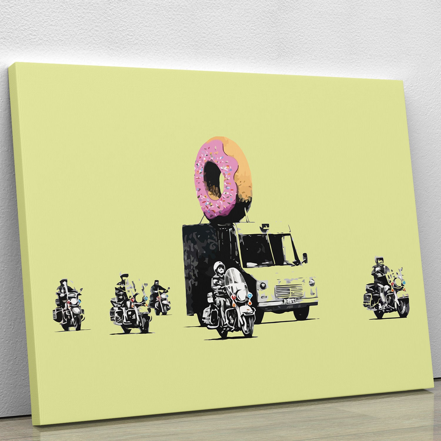 Banksy Doughnut Police Yellow Canvas Print or Poster - Canvas Art Rocks - 1