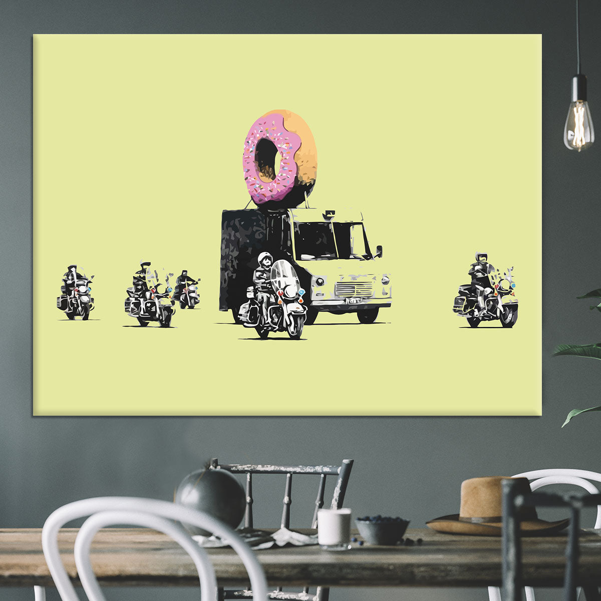 Banksy Doughnut Police Yellow Canvas Print or Poster - Canvas Art Rocks - 3