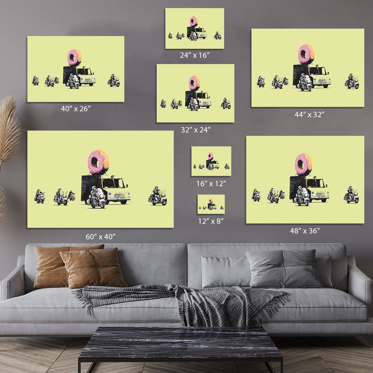 Banksy Doughnut Police Yellow Canvas Print or Poster - Canvas Art Rocks - 7