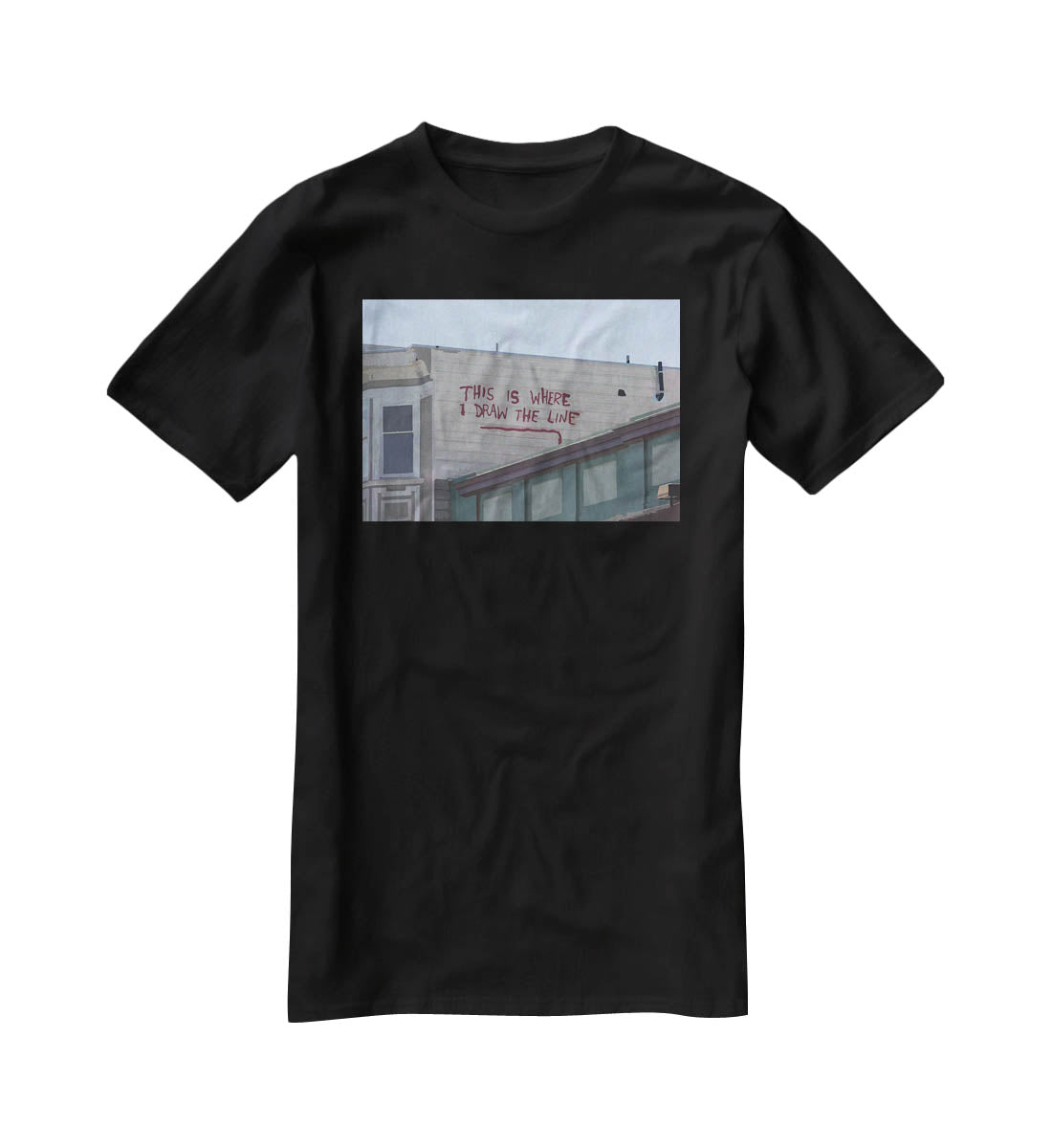 Banksy Draw The Line T-Shirt - Canvas Art Rocks - 1