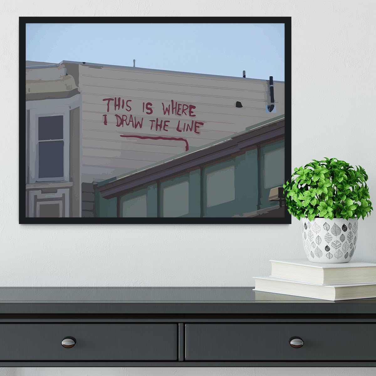 Banksy Draw The Line Framed Print - Canvas Art Rocks - 2