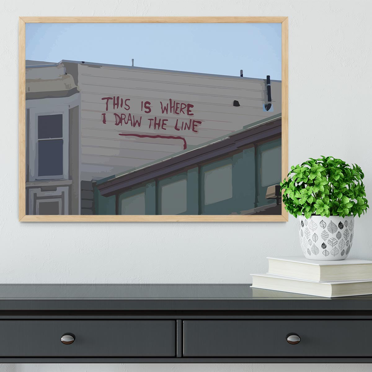 Banksy Draw The Line Framed Print - Canvas Art Rocks - 4