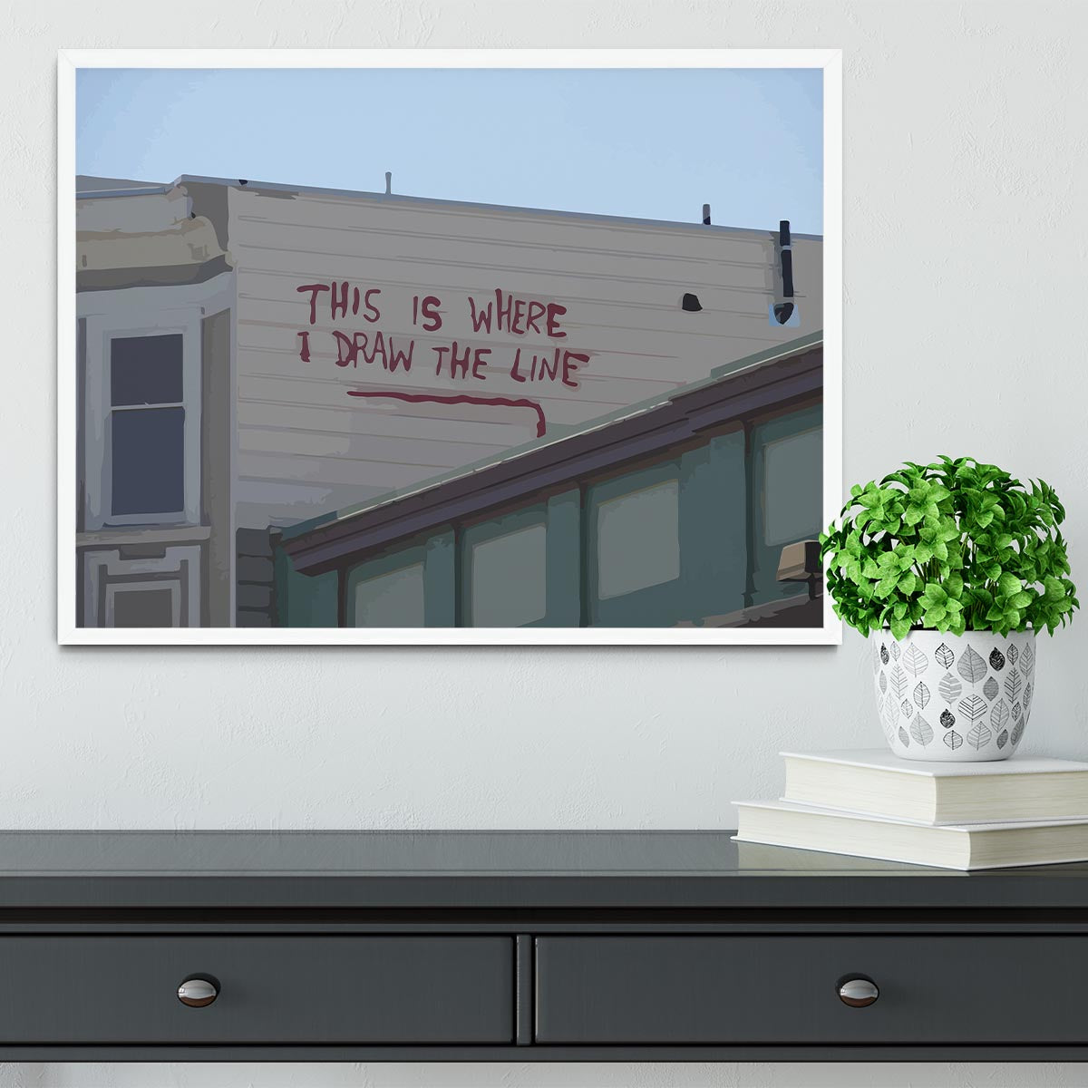 Banksy Draw The Line Framed Print - Canvas Art Rocks -6