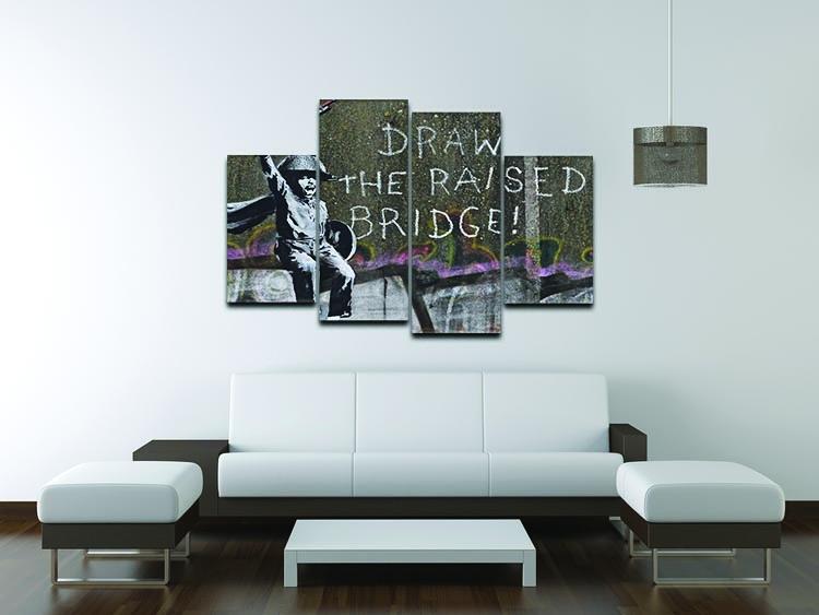 Banksy Draw The Raised Bridge 4 Split Panel Canvas - Canvas Art Rocks - 3