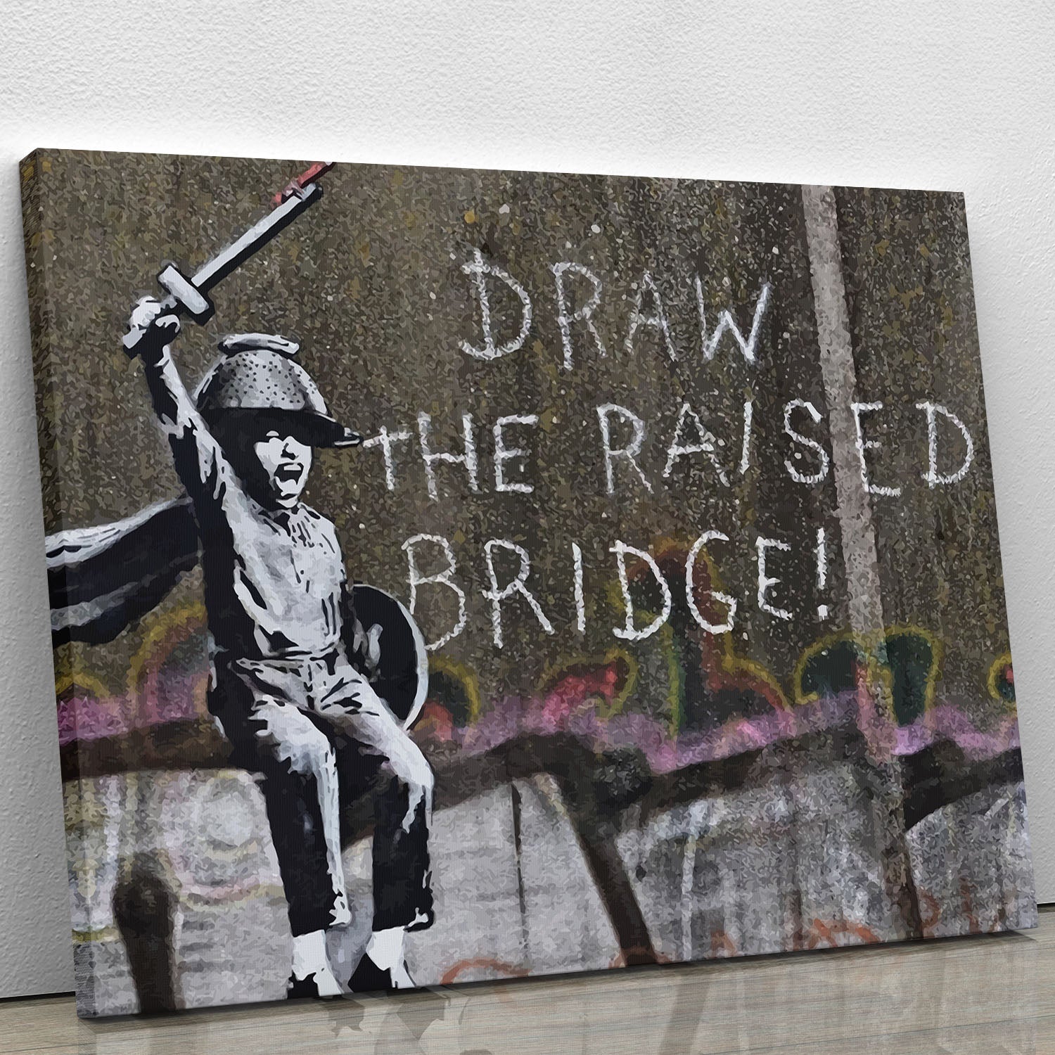 Banksy Draw The Raised Bridge Canvas Print or Poster - Canvas Art Rocks - 1