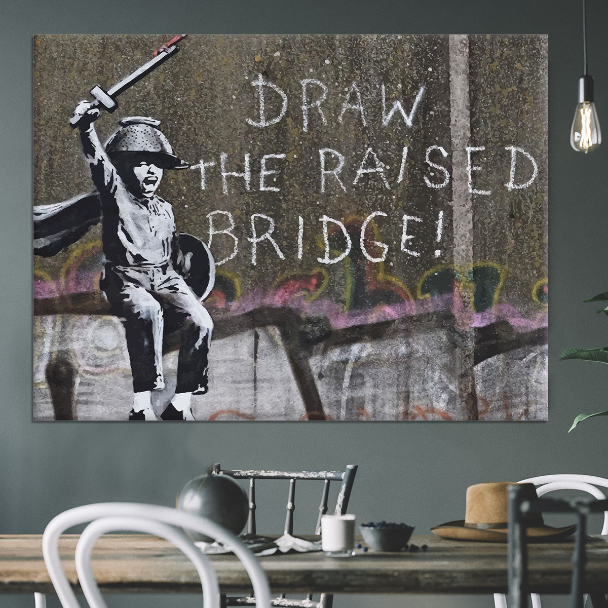 Banksy Draw The Raised Bridge Canvas Print or Poster - Canvas Art Rocks - 3
