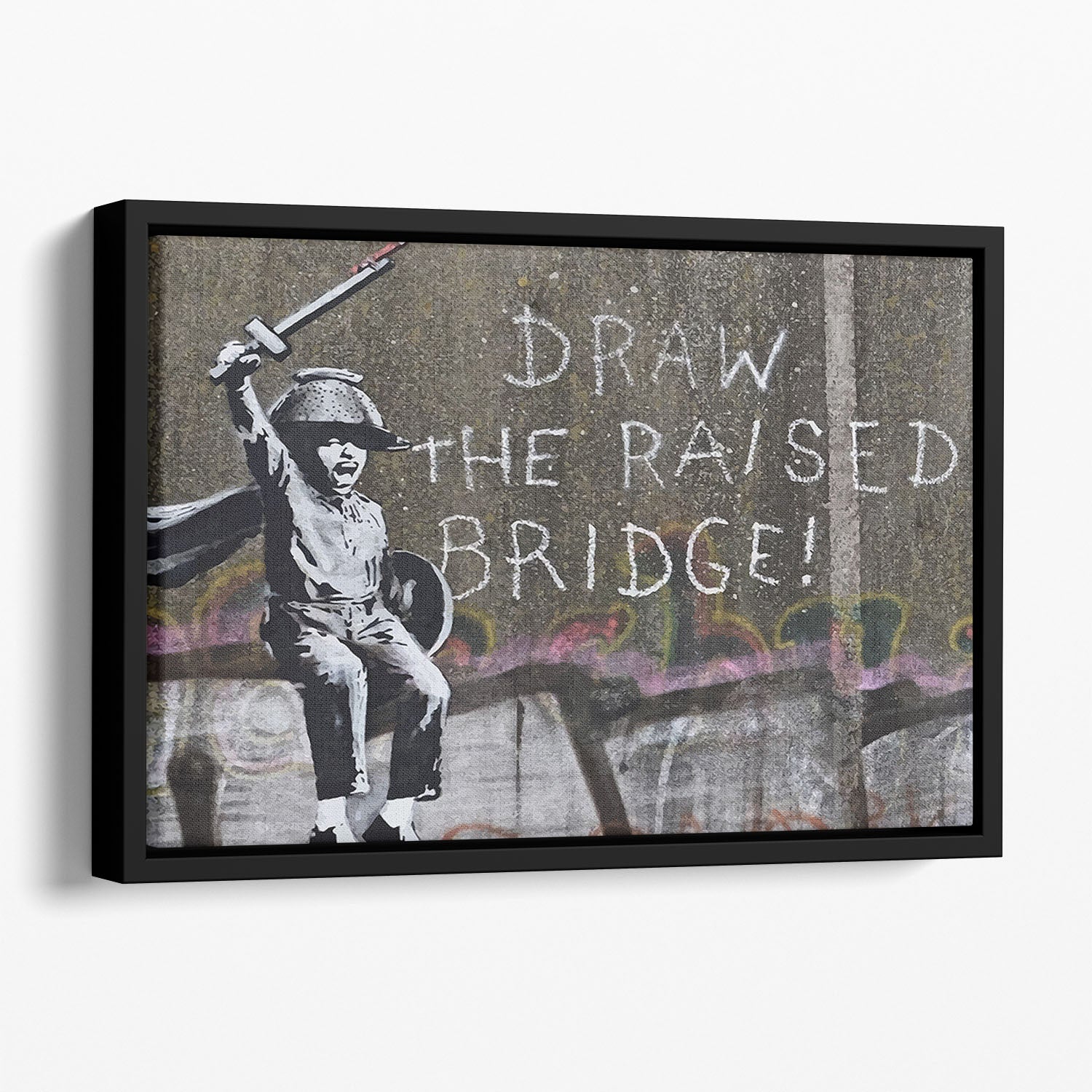 Banksy Draw The Raised Bridge Floating Framed Canvas
