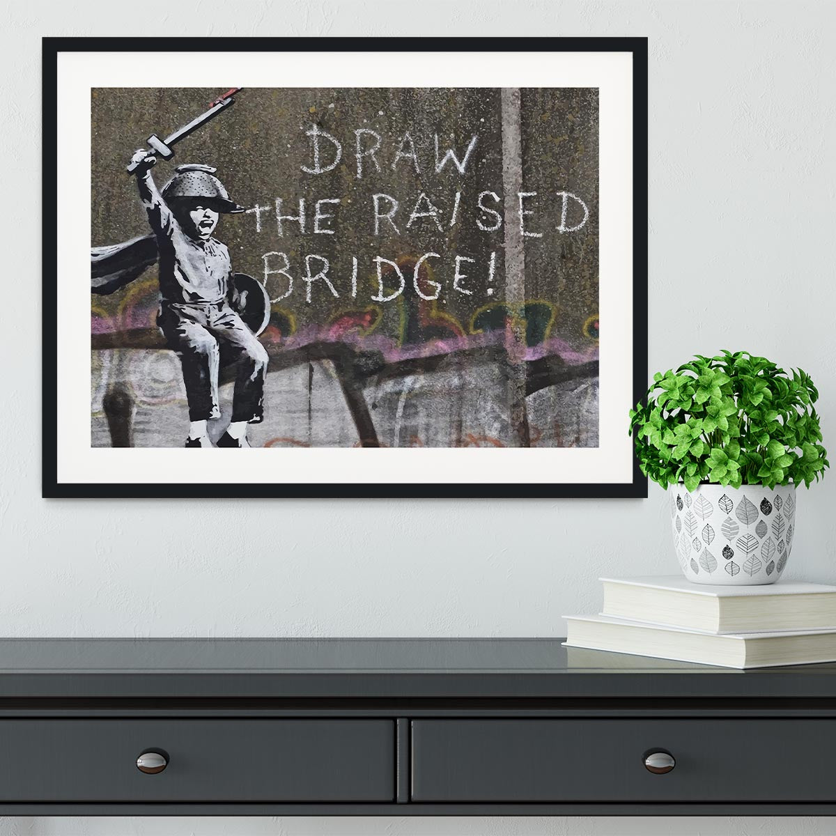 Banksy Draw The Raised Bridge Framed Print - Canvas Art Rocks - 1