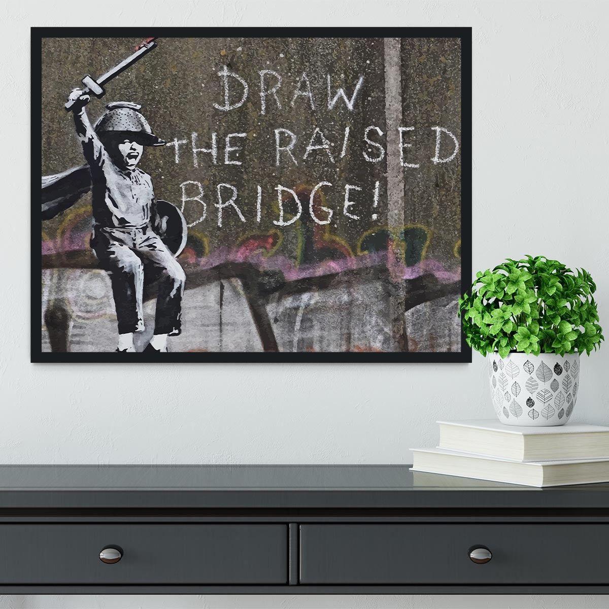 Banksy Draw The Raised Bridge Framed Print - Canvas Art Rocks - 2