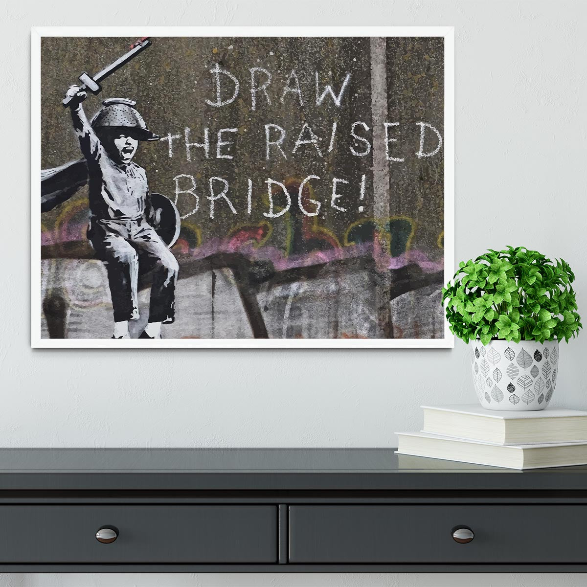 Banksy Draw The Raised Bridge Framed Print - Canvas Art Rocks -6