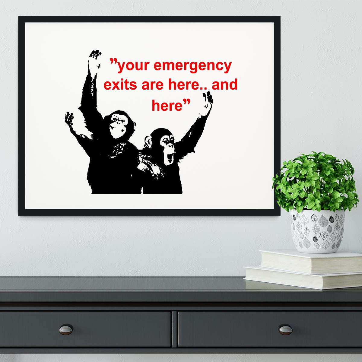 Banksy Emergency Exits Framed Print - Canvas Art Rocks - 1