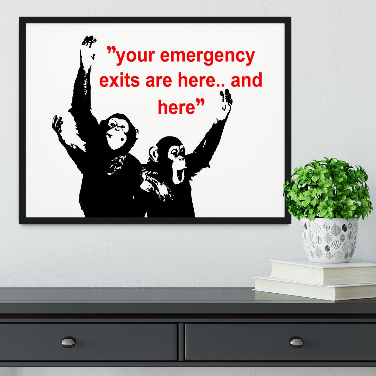 Banksy Emergency Exits Framed Print - Canvas Art Rocks - 2