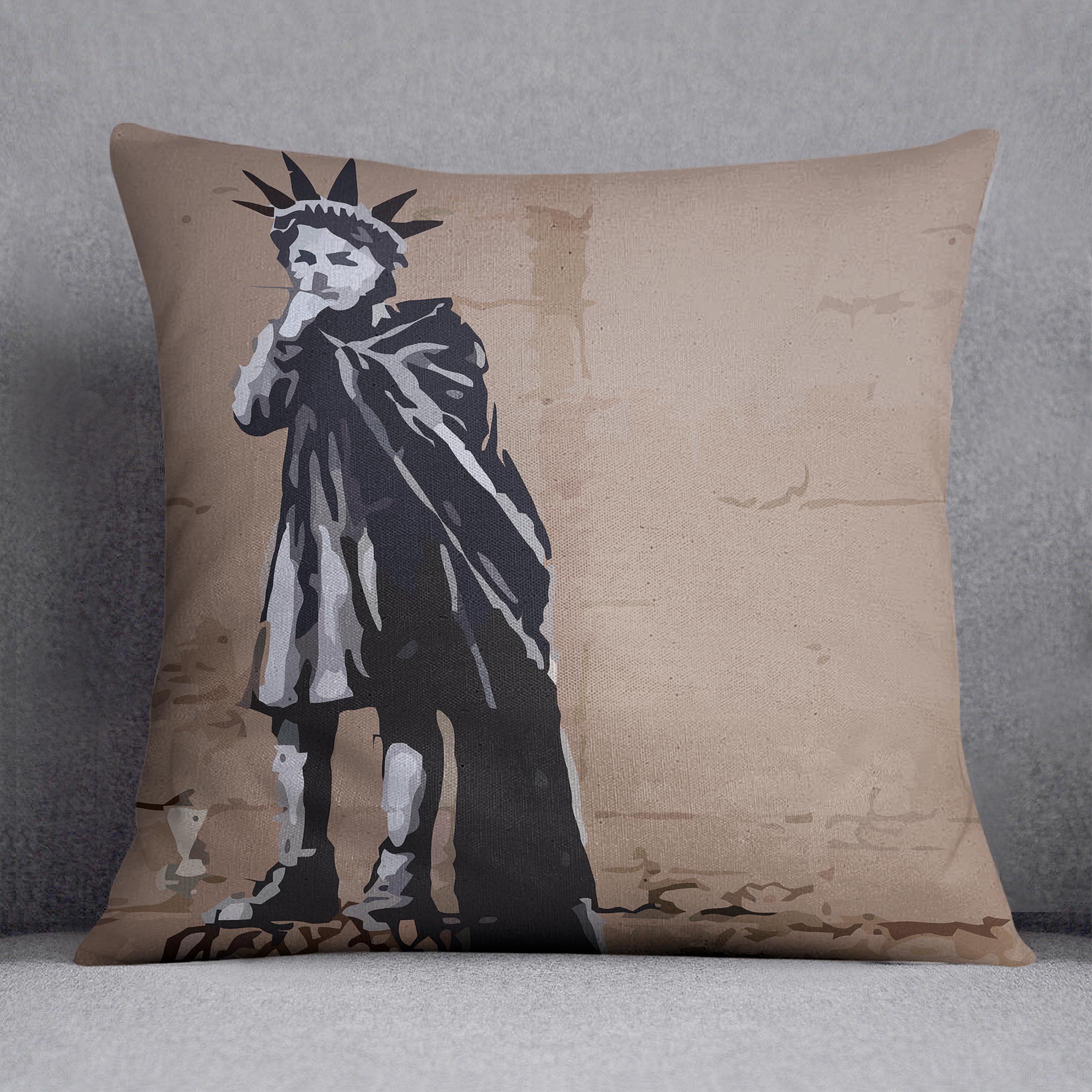 Banksy Empire State Kid Cushion
