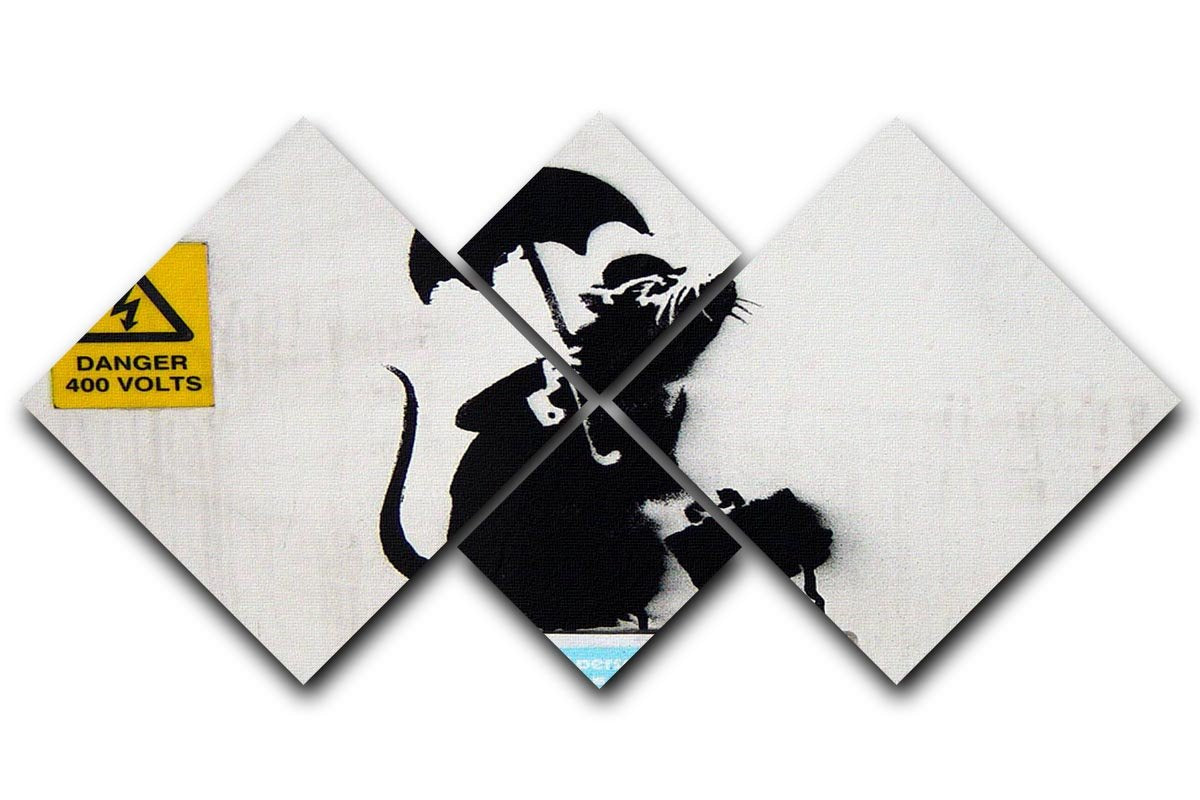 Banksy English Rat 4 Square Multi Panel Canvas  - Canvas Art Rocks - 1