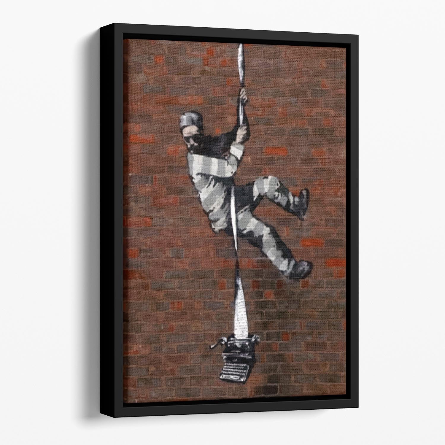 Banksy Escaping Prisoner Floating Framed Canvas - Canvas Art Rocks - 1
