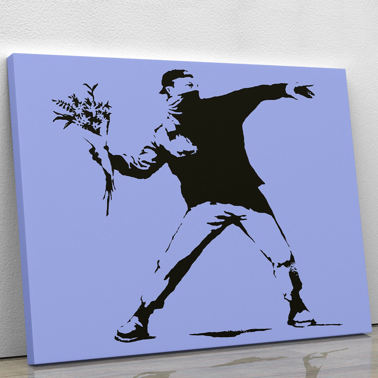 Banksy Flower Thrower Blue Canvas Print or Poster - Canvas Art Rocks - 1