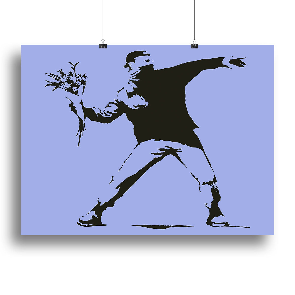 Banksy Flower Thrower Blue Canvas Print or Poster - Canvas Art Rocks - 2