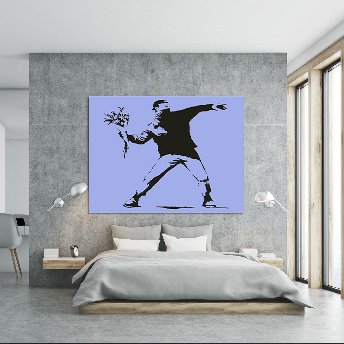 Banksy Flower Thrower Blue Canvas Print or Poster - Canvas Art Rocks - 5
