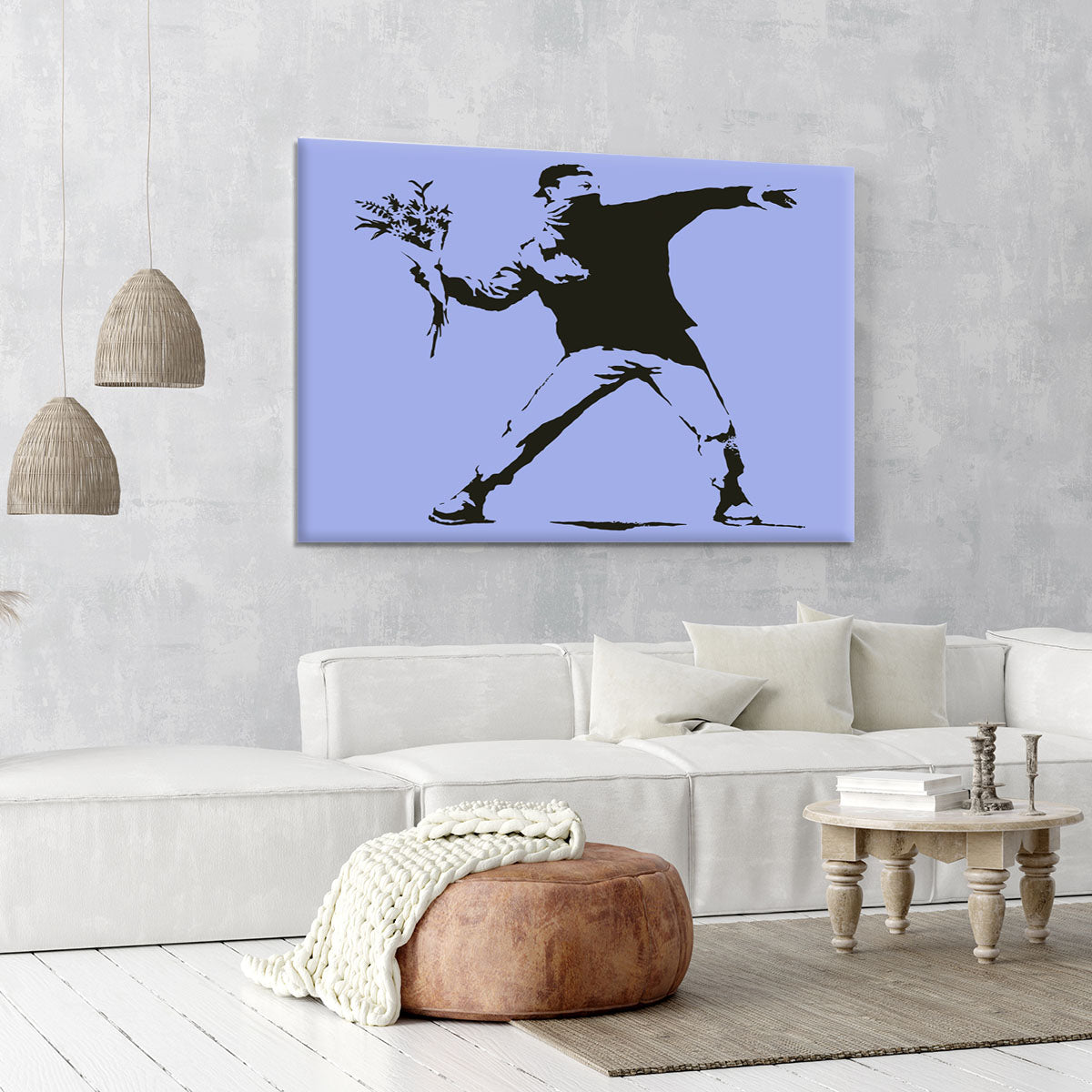 Banksy Flower Thrower Blue Canvas Print or Poster - Canvas Art Rocks - 6