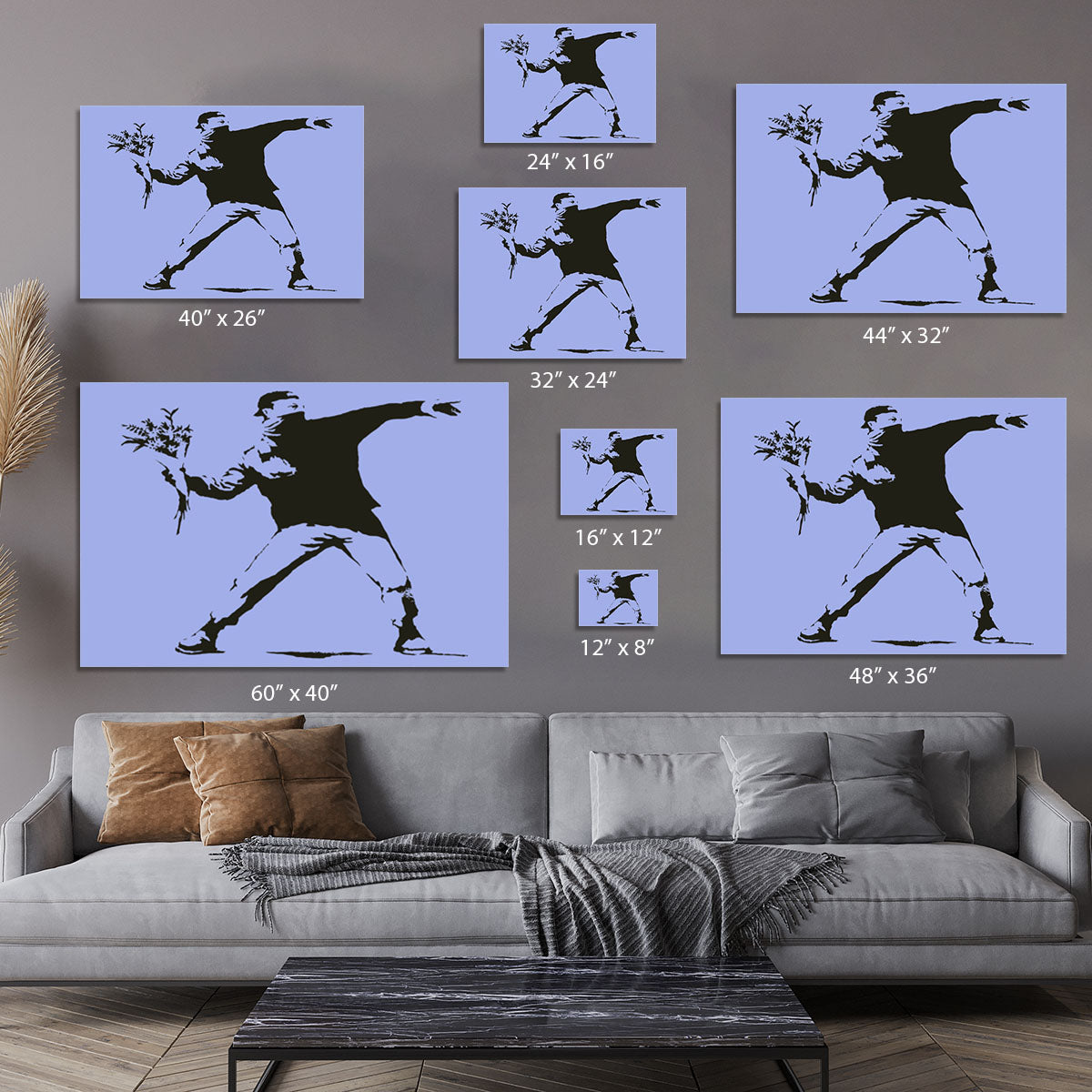 Banksy Flower Thrower Blue Canvas Print or Poster - Canvas Art Rocks - 7
