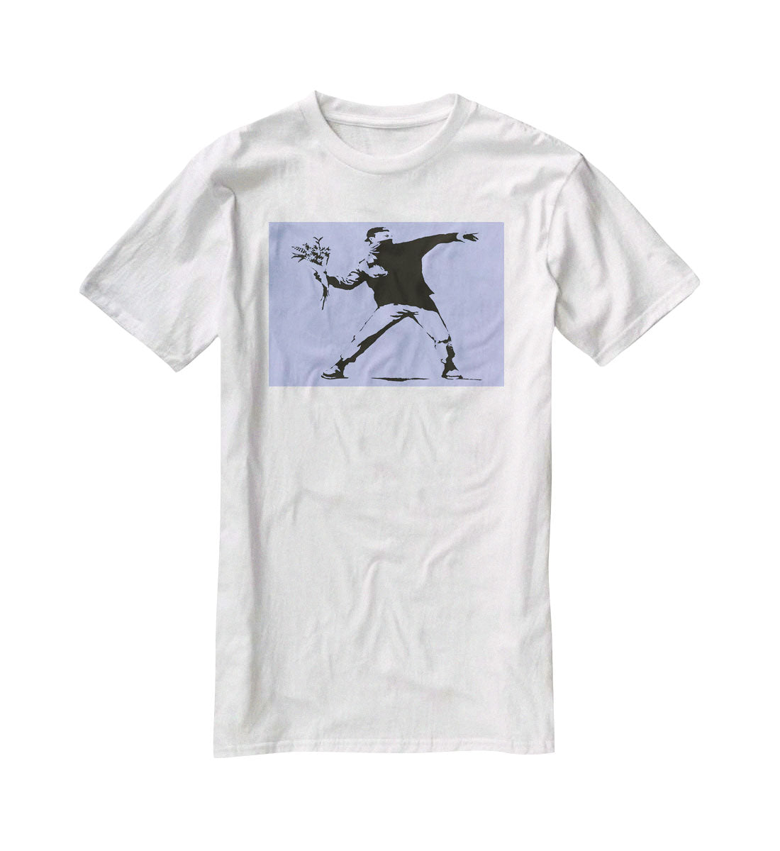 Banksy Flower Thrower Blue T-Shirt - Canvas Art Rocks - 5