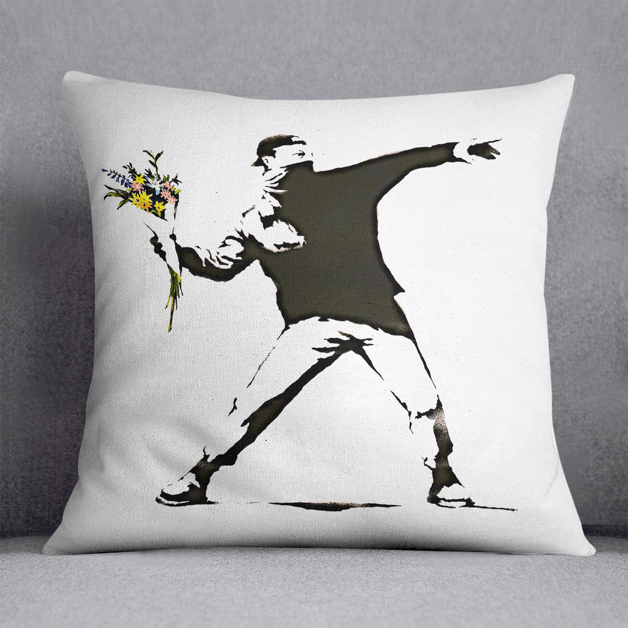 Banksy Flower Thrower Cushion