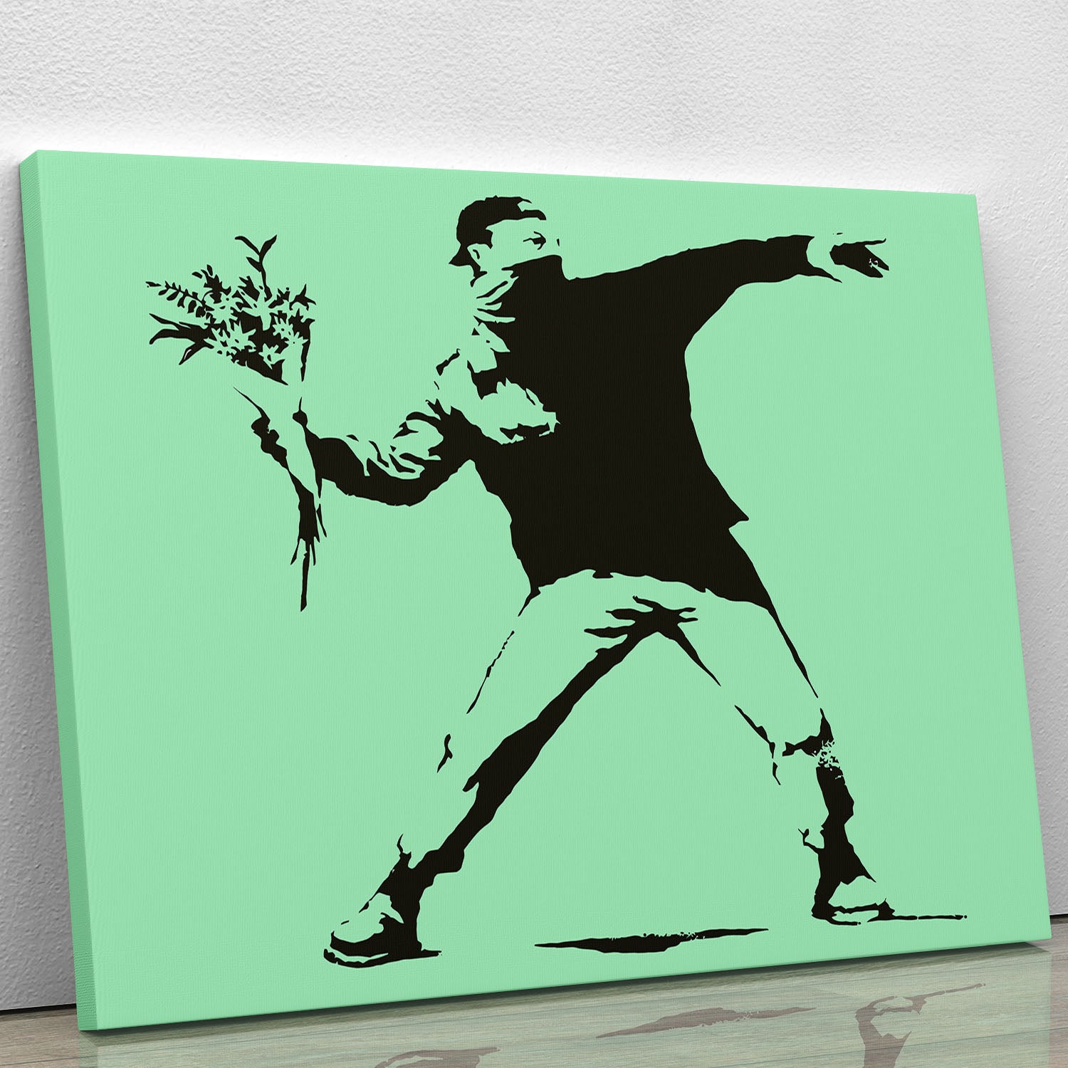 Banksy Flower Thrower Green Canvas Print or Poster - Canvas Art Rocks - 1