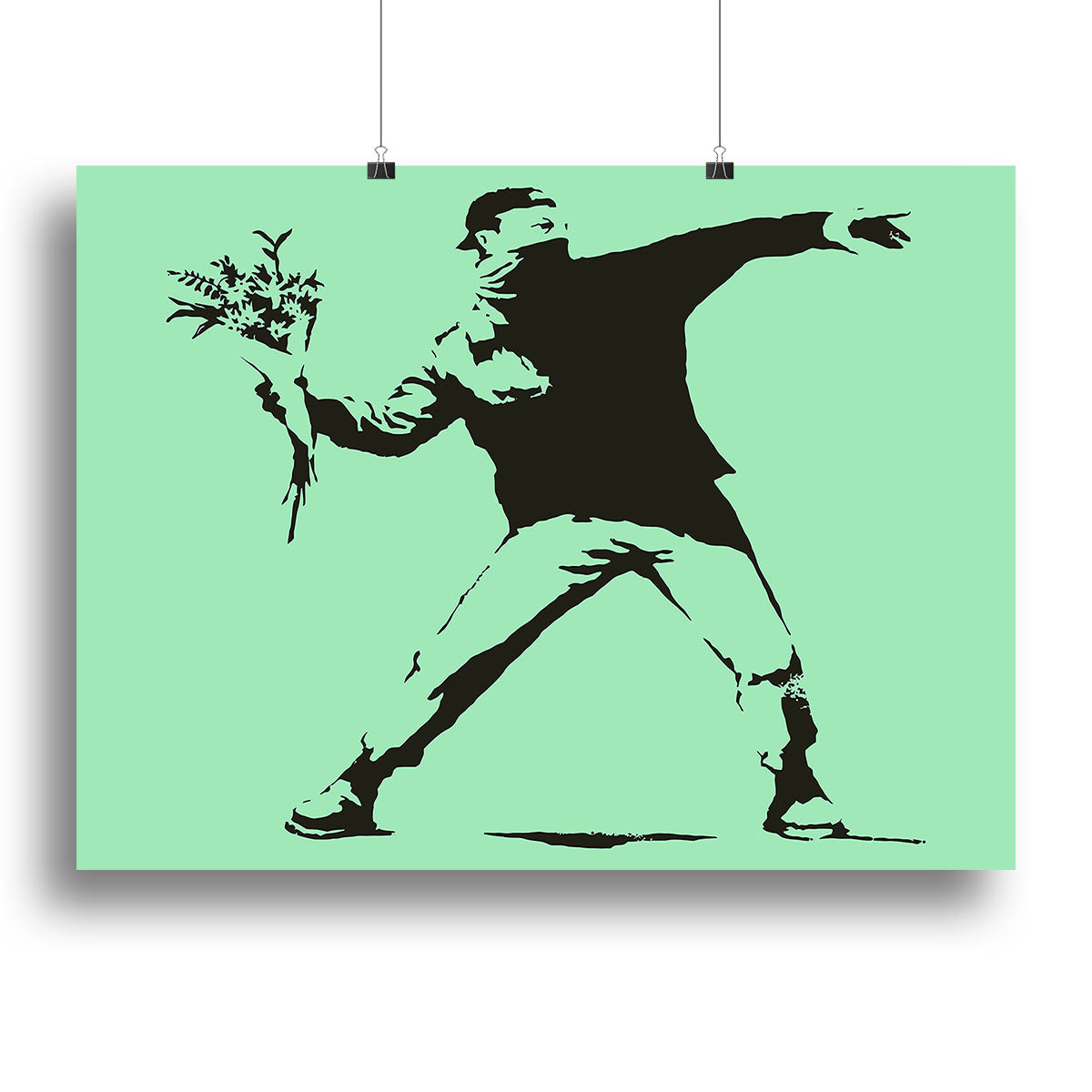 Banksy Flower Thrower Green Canvas Print or Poster - Canvas Art Rocks - 2