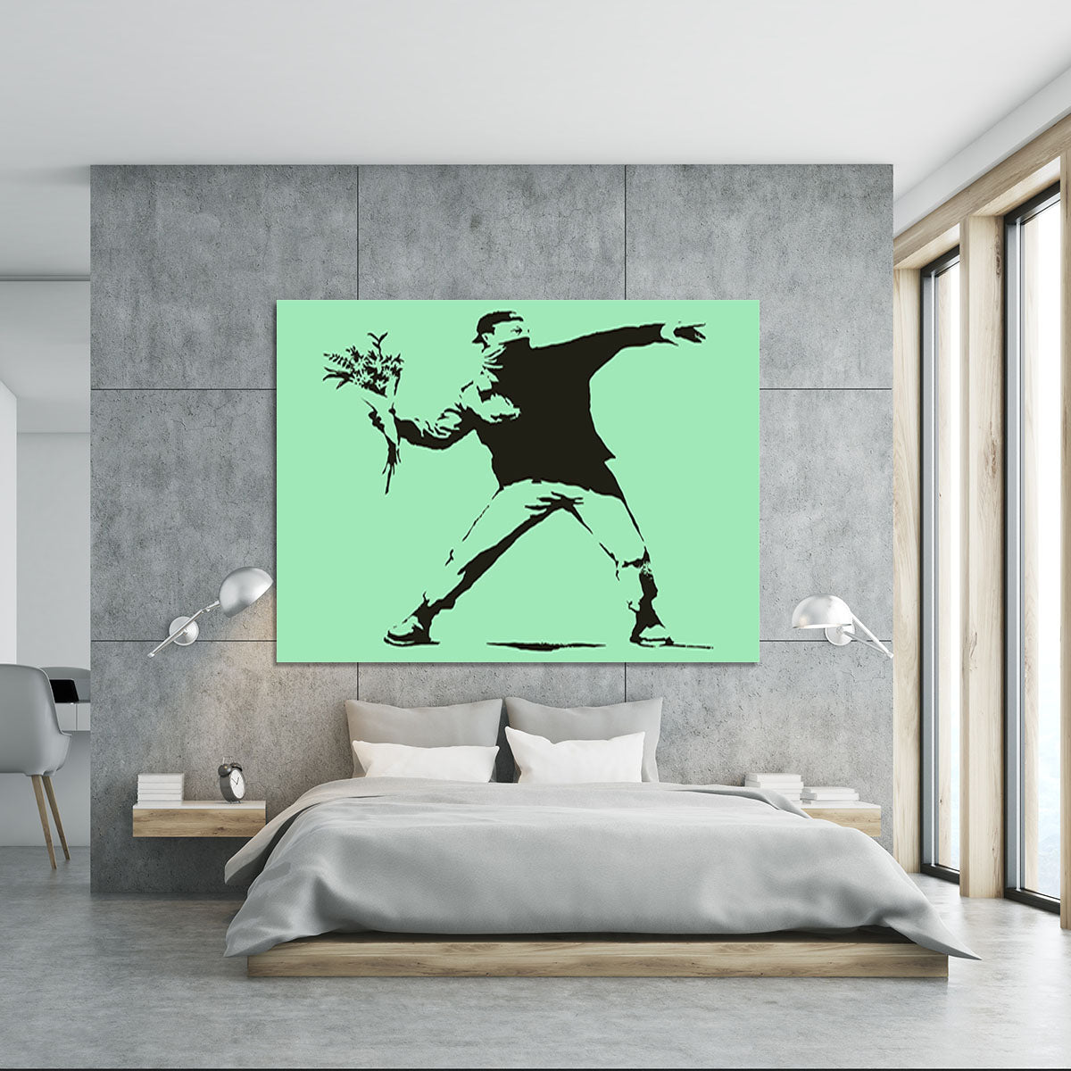 Banksy Flower Thrower Green Canvas Print or Poster - Canvas Art Rocks - 5