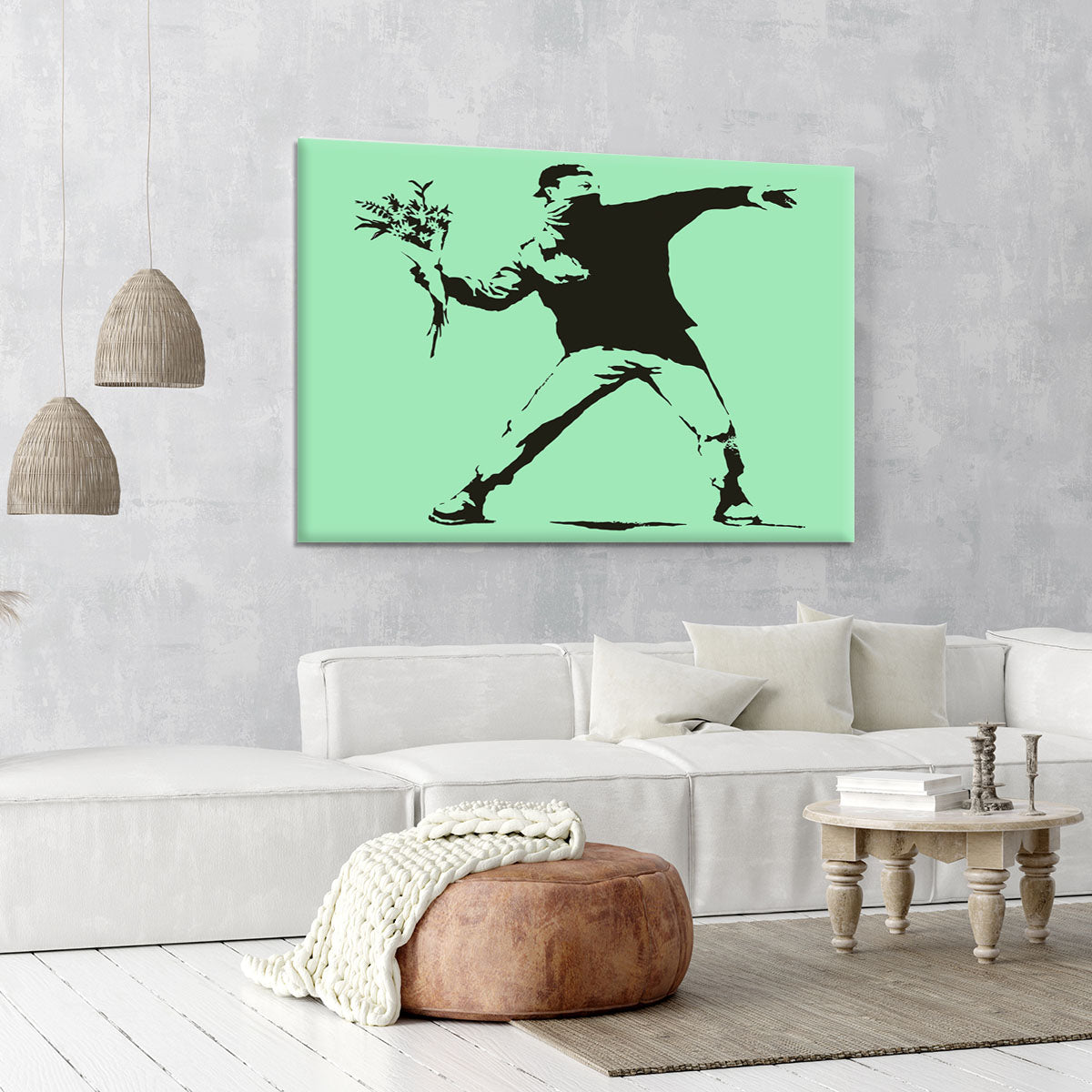 Banksy Flower Thrower Green Canvas Print or Poster - Canvas Art Rocks - 6