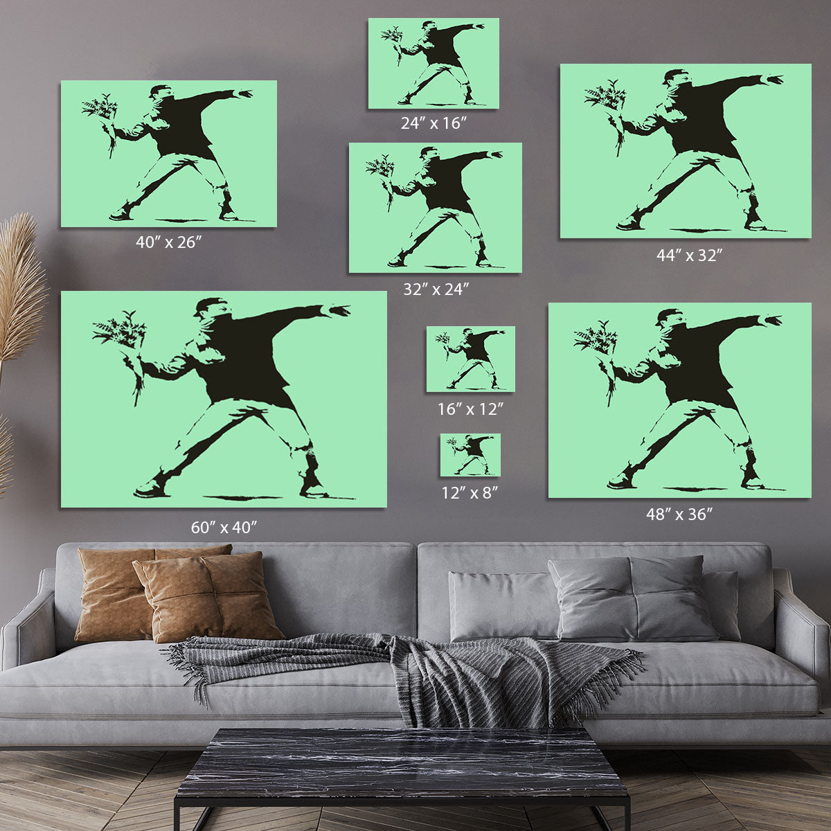 Banksy Flower Thrower Green Canvas Print or Poster - Canvas Art Rocks - 7