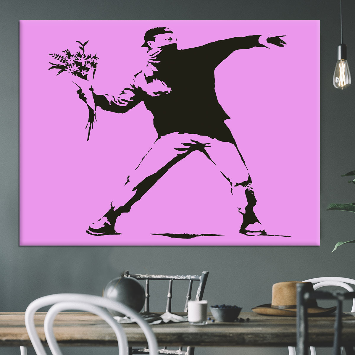 Banksy Flower Thrower Purple Canvas Print or Poster - Canvas Art Rocks - 3