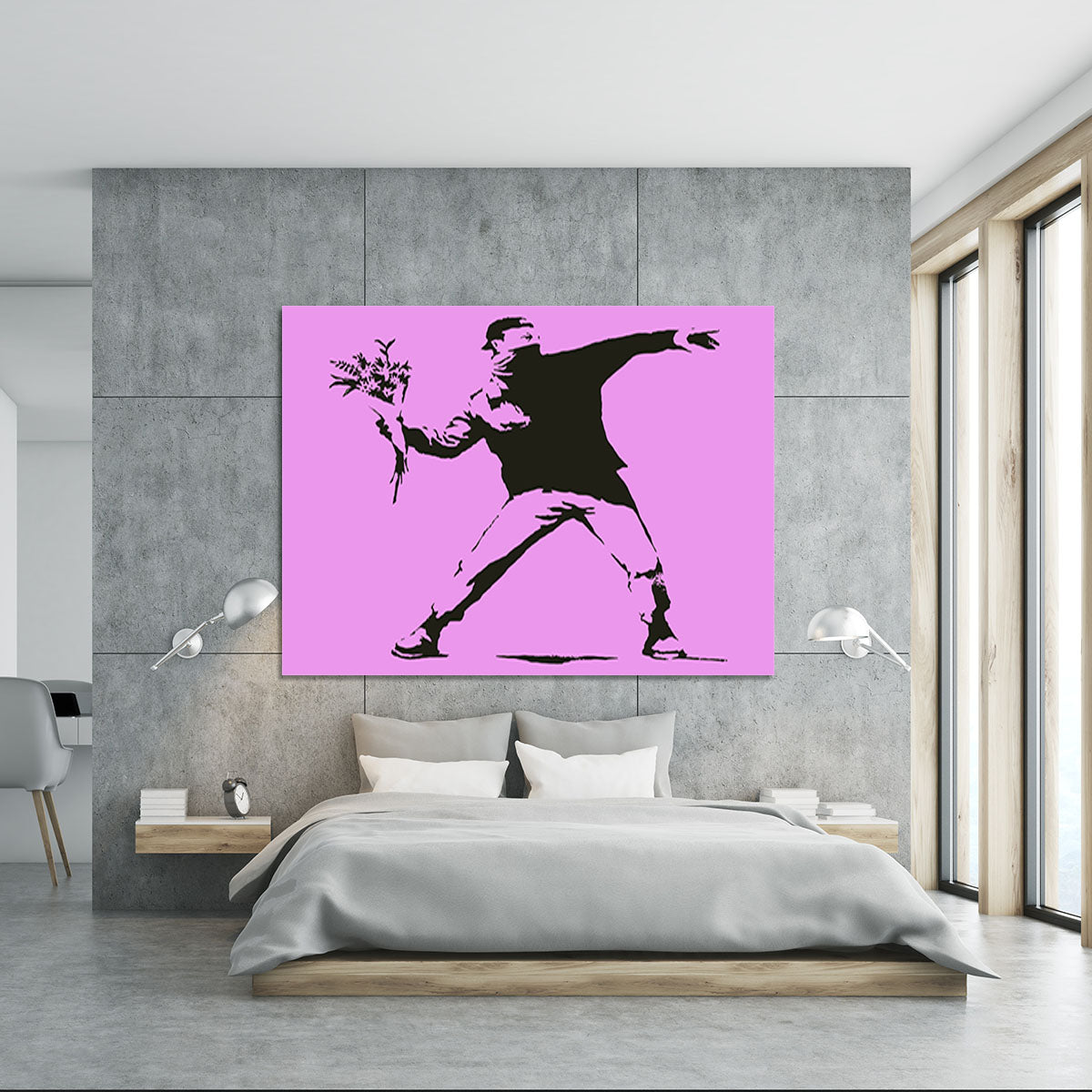 Banksy Flower Thrower Purple Canvas Print or Poster - Canvas Art Rocks - 5