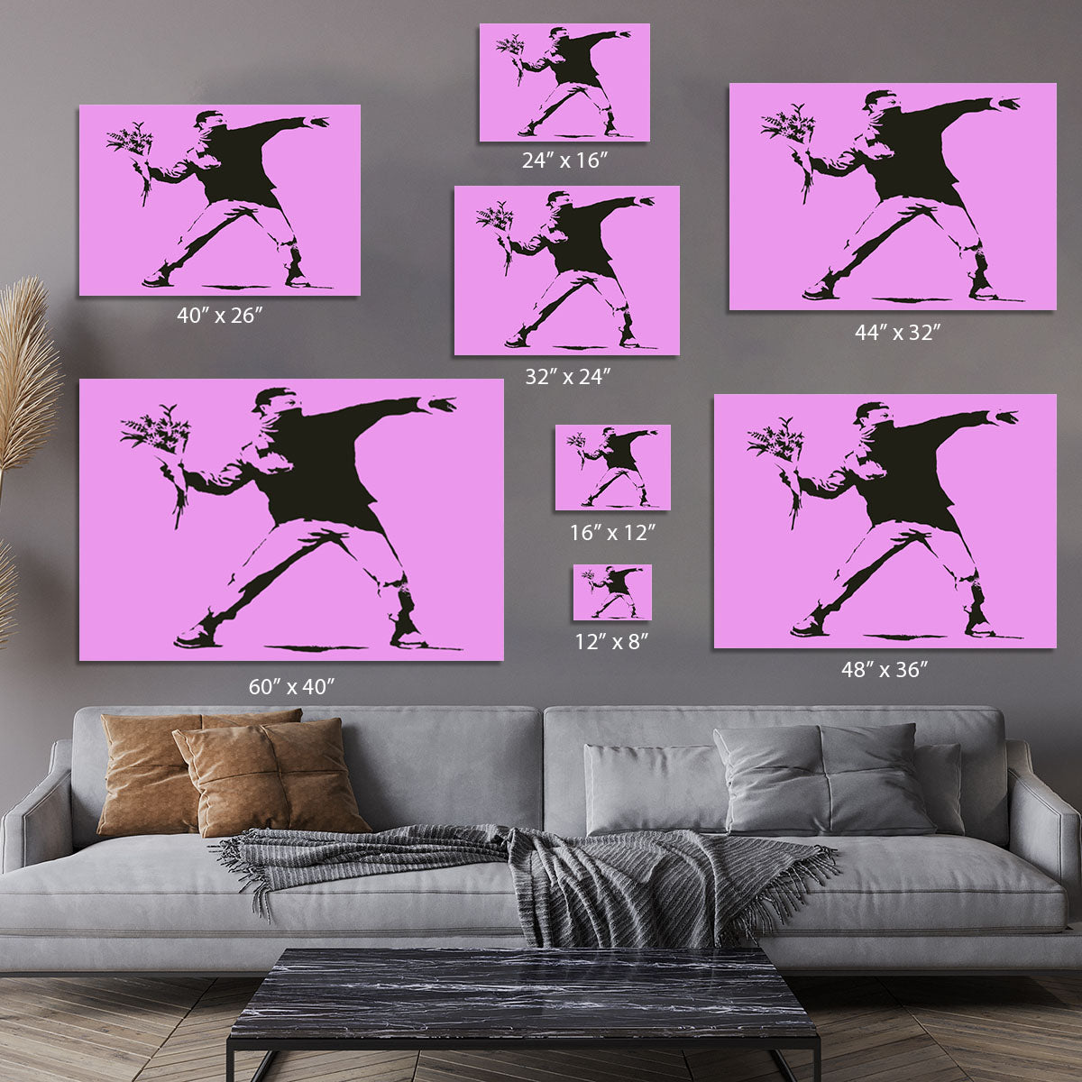 Banksy Flower Thrower Purple Canvas Print or Poster - Canvas Art Rocks - 7